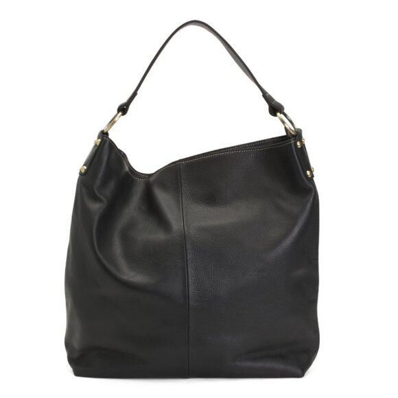 AMERILEATHER Black Leather Cynthia Slouchy Hobo